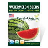 Purely Organic Watermelon Seeds Crimson Sweet packet ready for sowing.