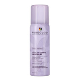 Pureology Lock It Down hairspray bottle closeup for color-treated hair with maximum hold.