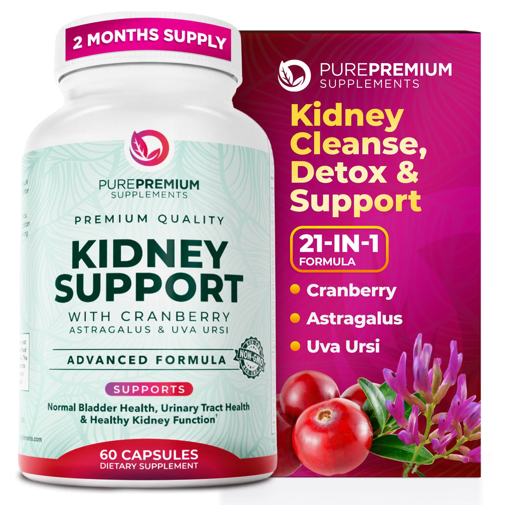 PurePremium Kidney Support bottle showing the 60-day supply for daily wellness
