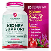 PurePremium Kidney Support bottle showing the 60-day supply for daily wellness