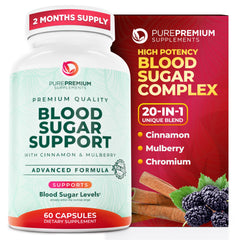 PurePremium Normal Blood Sugar Support bottle front for daily balance.