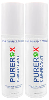 PUREROX travel-size disinfectant bottle with pour for quick sanitizing