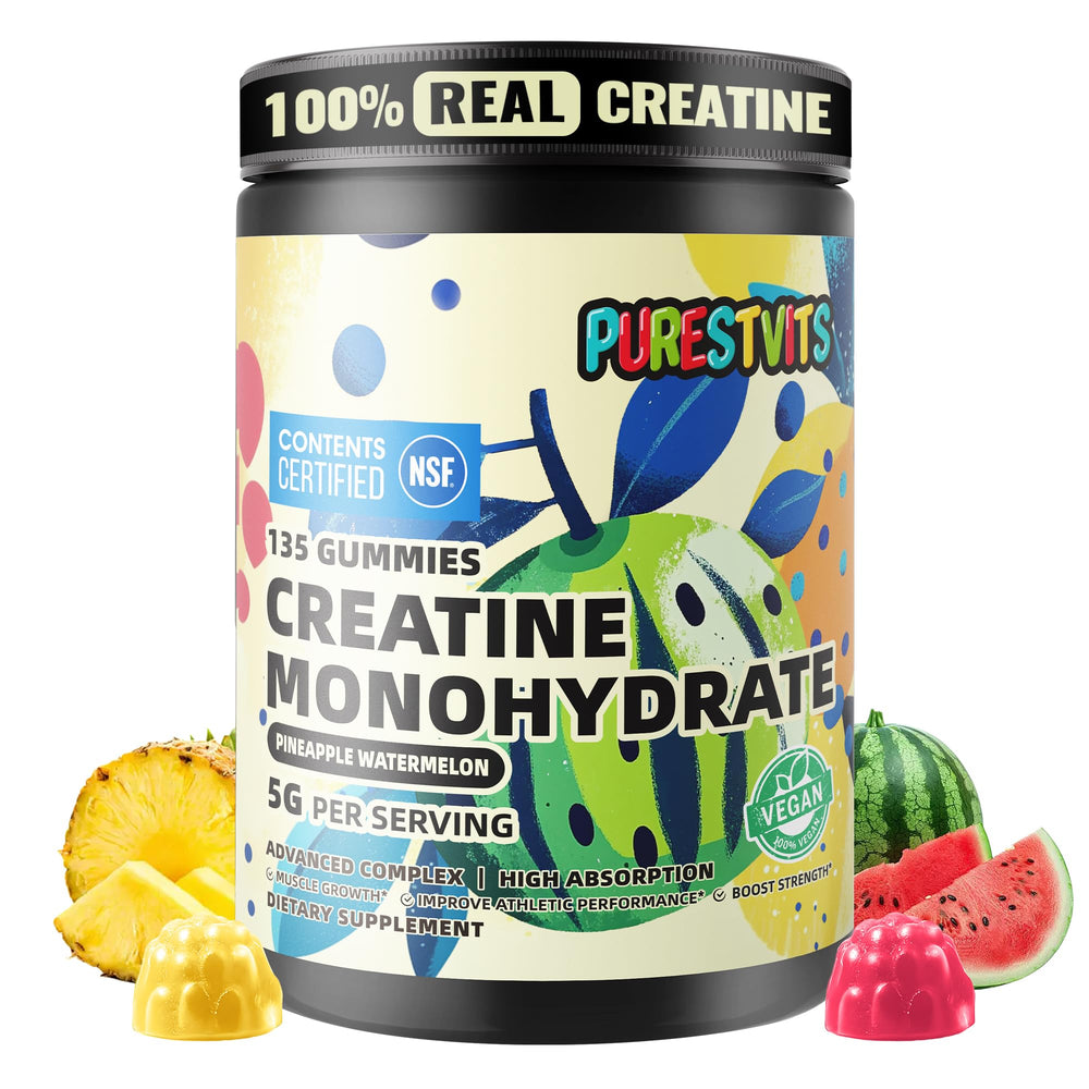 PURESTVITS Creatine Gummy bottle 135-count for convenient pre-workout support
