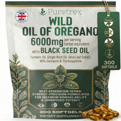 PURETREX Wild Oil of Oregano 6000mg bottle front showing label and immune-support potential