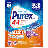 Purex Advanced Oxi Odor Fighter Pacs packaging showing mess-free, pre-measured convenience