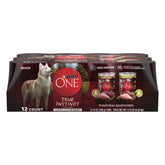 Purina ONE True Instinct Tender Cuts turkey and venison can in savory gravy for protein-rich meals