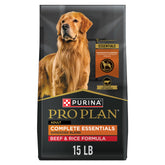 Purina Pro Plan Complete Essentials beef and rice kibble for balanced daily nutrition