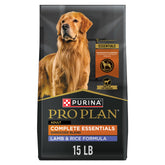 Purina Pro Plan Complete Essentials bag front, high-protein formula for adult dogs.