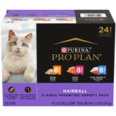 Purina Pro Plan Hairball Salmon Entree can with real salmon supports lean muscle.