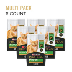 Purina Pro Plan indoor cat bowl with crisp kibble for lean muscle support.