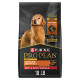 Purina Pro Plan Senior 7 Plus beef and rice kibble in bag promotes lean muscle