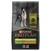 Purina Pro Plan Small Breed Weight Management bag front shows premium formula for lean muscle