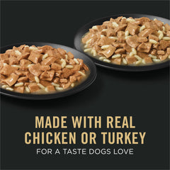 Purina Pro Plan Specialized Gravy Chicken Entree closeup showing savory gravy.