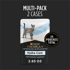Purina Pro Plan Hydra Care pouches back view with hydration guidance for cats