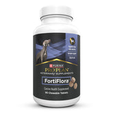 Purina FortiFlora probiotic tablet close-up for gut health.