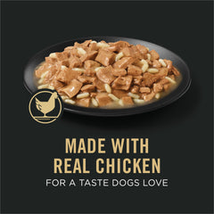 Purina Pro Plan Weight Management closeup of real chicken pieces.