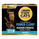 Purina Tidy Cats Performance Plus Power Clump box front with no scent for sensitive noses