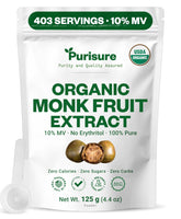 Purisure monk fruit extract powder in a jar showcases pure, zero-calorie sweetness for keto recipes.