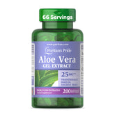 Puritan's Pride Aloe Gel Extract bottle label highlighting 200:1 concentrate.