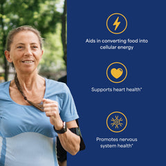 Puritan's Pride B-12 caplets stacked for everyday energy support.