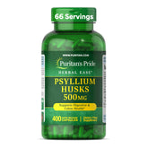 Puritan's Pride Herbal Ease Psyllium Husk bottle front shows daily fiber support.
