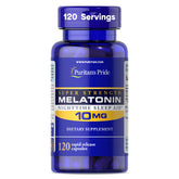 Puritan's Pride Melatonin bottle supports quicker sleep onset and longer rest.