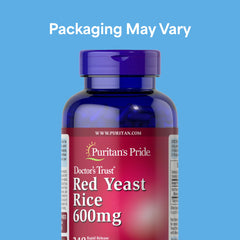 Puritan's Pride Red Yeast Rice capsules close-up highlighting rapid-release convenience