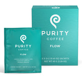 Purity Coffee FLOW box with original medium roast and sachets for convenient brewing