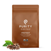Purity Coffee PROTECT 12oz bag shows light medium roast for vibrant aroma.