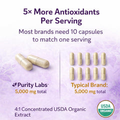 Purity Labs Quercetin-boosted capsules image suggests cellular vitality support.