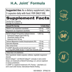 Purity Products HA Joint Formula capsules ready for daily joint care and mobility maintenance.