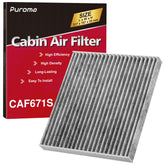 Puroma cabin air filter with activated carbon packaging enhances odor control.