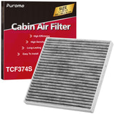 Puroma cabin air filter with activated carbon core enhances odor control and clean air.