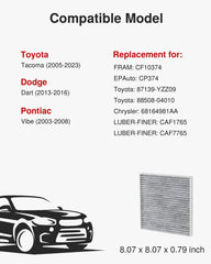 Puroma cabin air filter side view demonstrates a slim, snug fit for tight spaces.