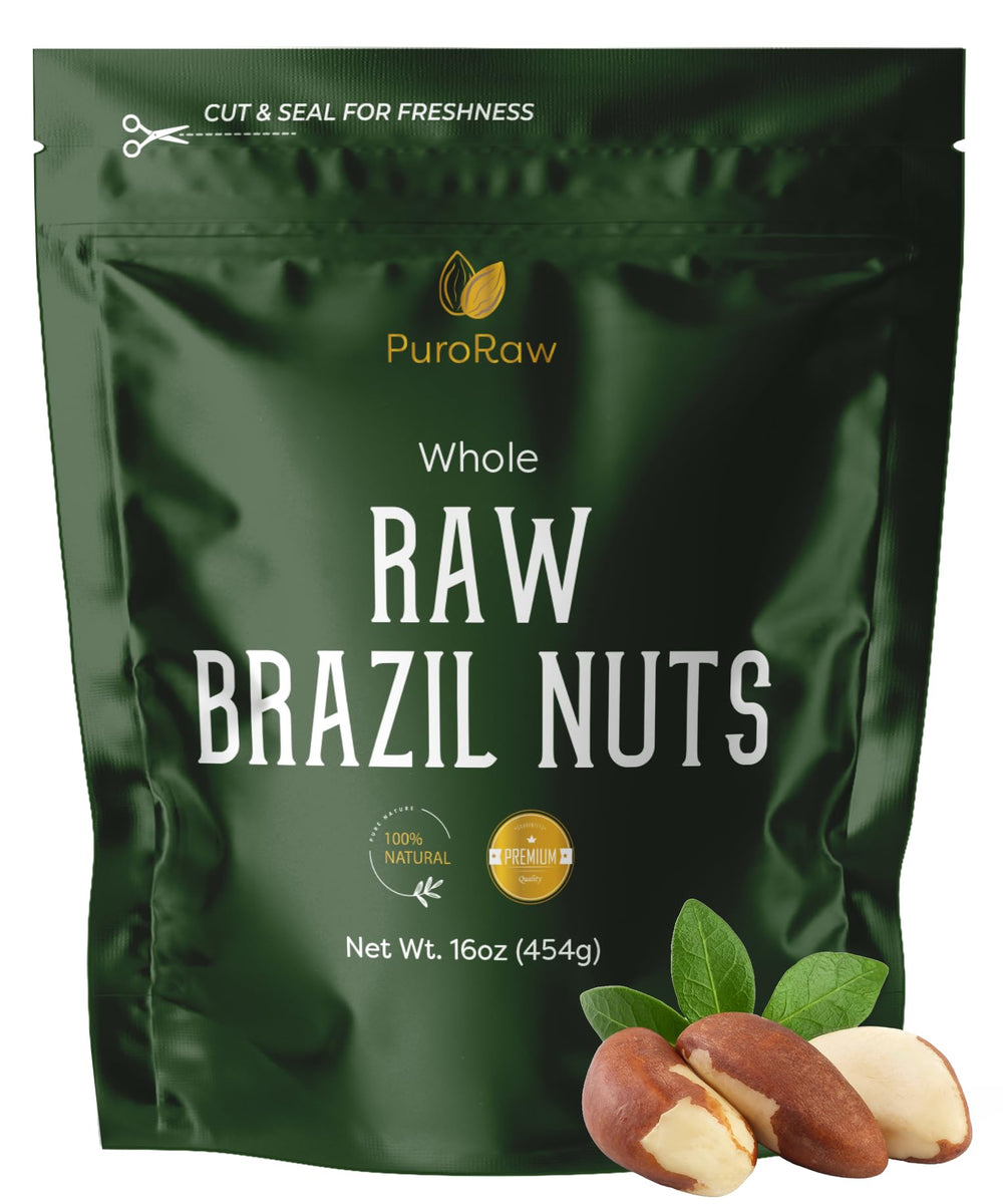 PuroRaw Brazil nuts raw 1lb bag with resealable packaging for freshness
