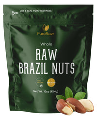 PuroRaw Brazil nuts raw 1lb bag with resealable packaging for freshness