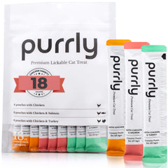 Purrly lickable wet cat treats variety pack 18 count for rotating flavors