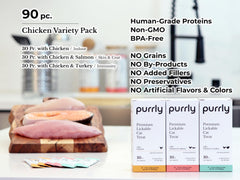 Purrly low calorie bundle ingredient closeup highlights clean, transparent ingredients.