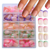 Puyokinm 240pcs glossy French-tip nails set for at-home salon-style nails