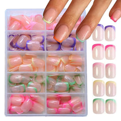 Puyokinm 240pcs glossy French-tip nails set for at-home salon-style nails
