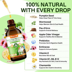 Puyrzoe drops mixed into food to simplify daily administration.