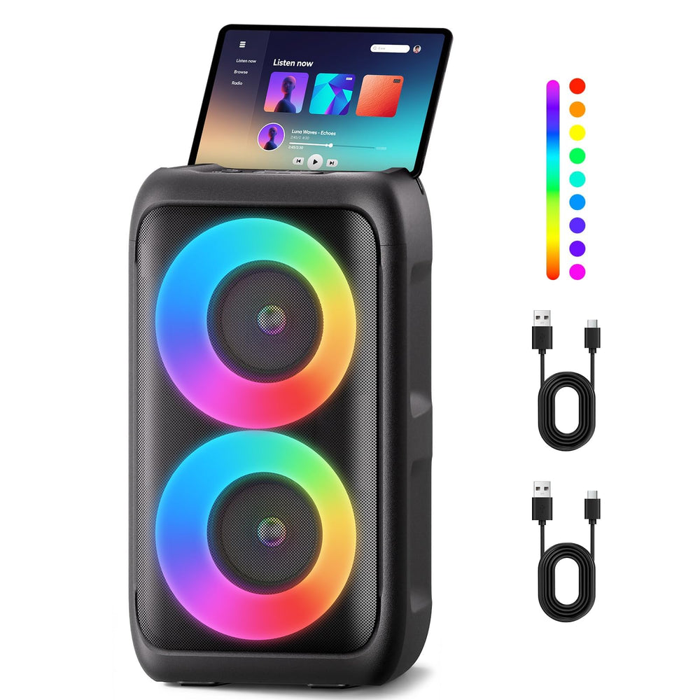 PWBSLAI Bluetooth speaker front view showing compact design for home parties