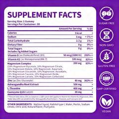 PWERD Mega16-in-1 bottle back label showing nutrition for magnesium support.
