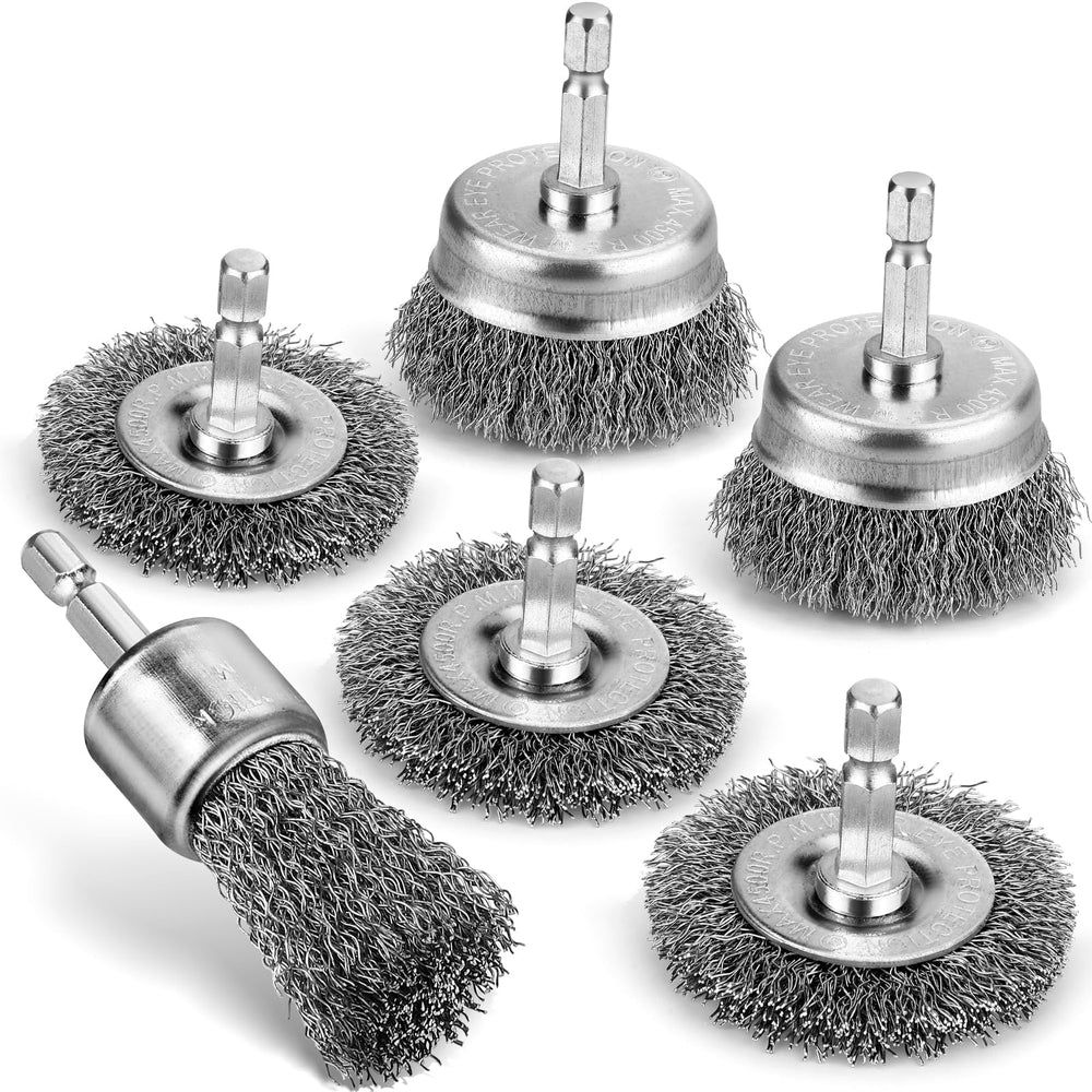 Pylevemv wire cup brush removing rust from metal surfaces for restoration.
