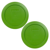 Pyrex 7200-PC lawn green 2-cup lid, front view, secure seal and dishwasher-safe.