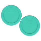 Pyrex 7202-PC 1-Cup Green Lid front view for secure storage.