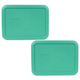 Pyrex 7210-PC light green lid top view for secure 3-cup bowls.