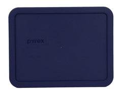Close-up of Pyrex 7211-PC blue lid showing secure-fit for compatibility.