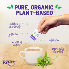 Pyure Stevia Packets added to tea for clean sugar-free flavor.