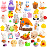 QAUYETM Easter luminous bunnies figurines for festive shelf displays and fairy gardens.